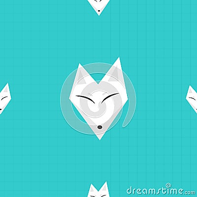 Arctic Fox Blue Background Vector Illustration