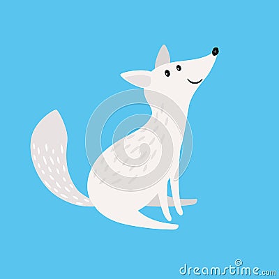 Arctic fox. Snow fox or polar wolf isolated vector illustration Vector Illustration