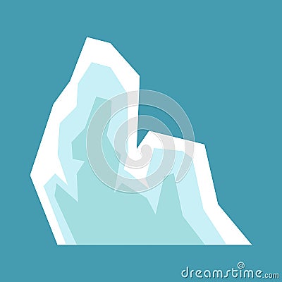Arctic iceberg. North pole travelling, ice rock glacier mountain winter landscape element. Snow nature, melting Vector Illustration