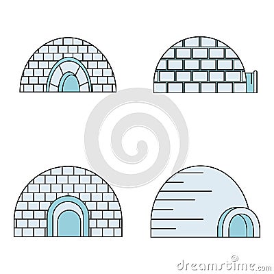 Arctic igloo icon set vector color Vector Illustration