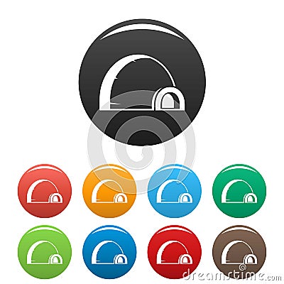 Arctic igloo icons set color Vector Illustration