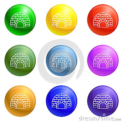 Arctic igloo icons set vector Vector Illustration