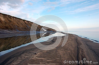 Arctic island summer calm sea coast Stock Photo