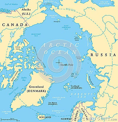 Arctic Ocean Map Vector Illustration