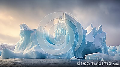 arctic pinnacled icebergs landscape Cartoon Illustration