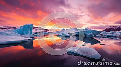 arctic pinnacled icebergs landscape Cartoon Illustration