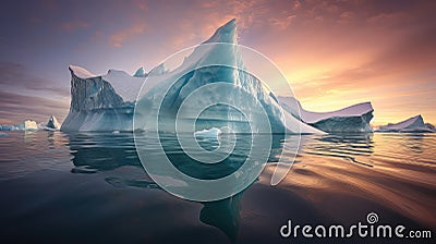 arctic pinnacled icebergs landscape Cartoon Illustration