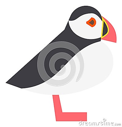 Arctic seabird. Sea parrot icon. Atlantic puffin bird Vector Illustration