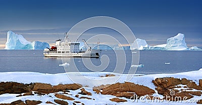 Arctic - Tourist Icebreaker - Svalbard Islands Stock Photo