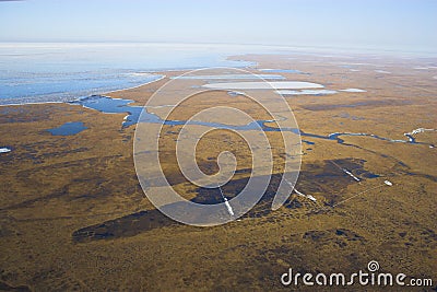 Arctic tundra from air Stock Photo