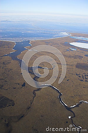 Arctic tundra from air Stock Photo