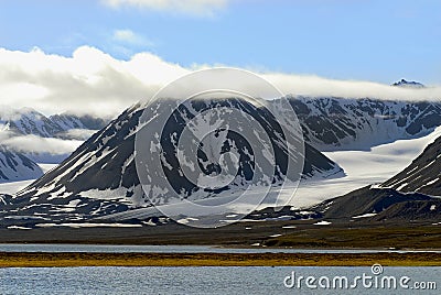 Arctic Tundra Landscape in Spitzb Stock Photo