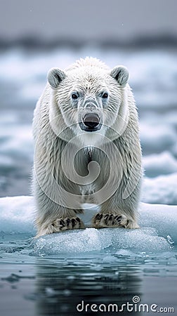 Arctic wilderness Ursus maritimus standing on pack ice in Norway Stock Photo