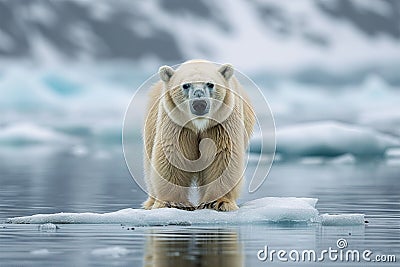 Arctic wilderness Ursus maritimus standing on pack ice in Norway Stock Photo