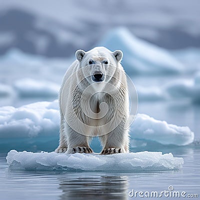 Arctic wilderness Ursus maritimus standing on pack ice in Norway Stock Photo