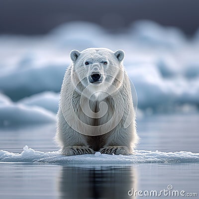 Arctic wilderness Ursus maritimus standing on pack ice in Norway Stock Photo