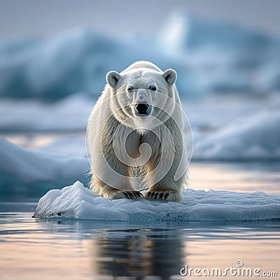 Arctic wilderness Ursus maritimus standing on pack ice in Norway Stock Photo