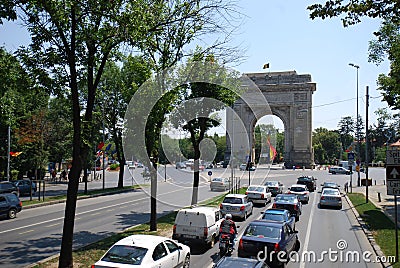 Arcul de Triumf, car, transport, tree, plant Editorial Stock Photo