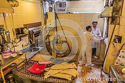 ARDABIL, IRAN - APRIL 10, 2018: Bakery in a local restaurant in Ardabil, Ir Editorial Stock Photo