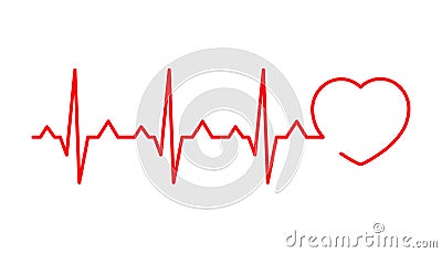 Cardiogram line in the form of a heart Vector Illustration