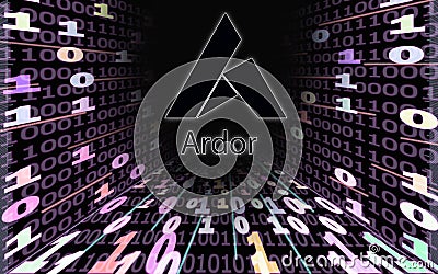ARDR ardo binary code tunnel on black background Stock Photo