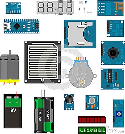 Arduino electronic elements Vector Illustration