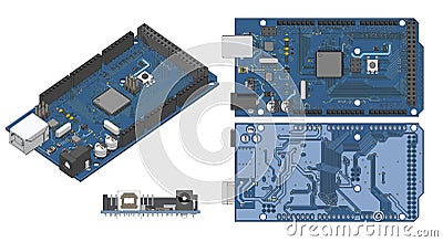 Arduino Mega Microcontroller Vector Illustration