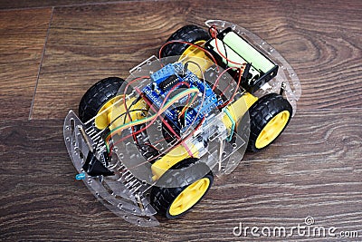 Arduino remote controlled car with four wheels Editorial Stock Photo