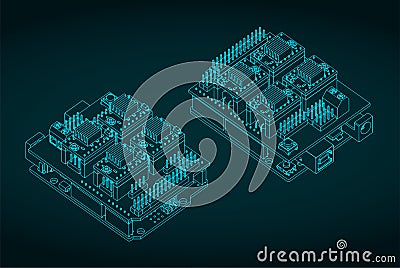 Arduino Uno CNC shield Vector Illustration