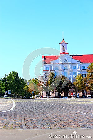 Area in Chernihiv town and building of Court of Appeal Editorial Stock Photo