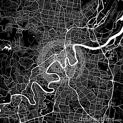 Area map of Brisbane, Australia Vector Illustration