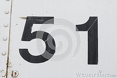 Area 51 number 51 fifty one white old metal background texture Stock Photo