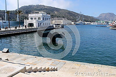 Area of the port of Cartagena in Spain where the whale`s tail is Editorial Stock Photo