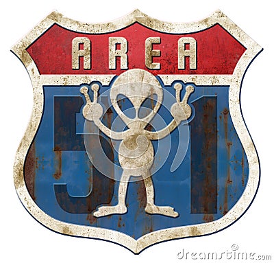 Area 51 Tin Higway Sign Stock Photo