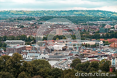 Areal view from of Bristol skyline from Cabot tower Editorial Stock Photo