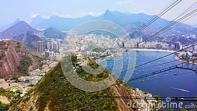 Areal view of a famous Copa Cabana beach in Brazil, Rio de Janeiro. Travel Stock Photo
