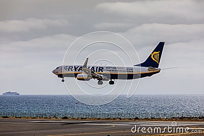 ARECIFE, SPAIN - APRIL, 15 2017: Boeing 737-800 of RYANAIR with Editorial Stock Photo