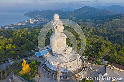 areial photography Phuket big Buddha in sunrise Stock Photo