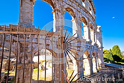 Arena Pula historic Roman amphitheater ruins view Stock Photo