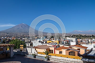 Arequipa city with Misti Volcano on background - Arequipa, Peru Stock Photo