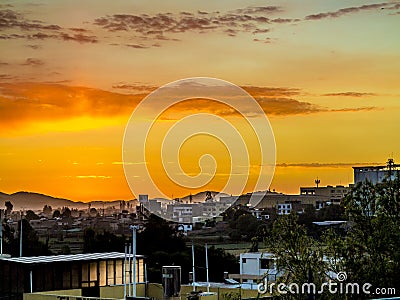 Arequipa, Peru with its iconic volcano Chachani in the background Stock Photo