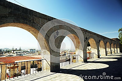 The Arches of Plaza Yanahuara Stock Photo