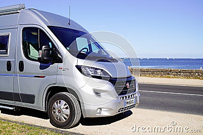 Fiat Ducato Campereve campervan parked by the sea side Editorial Stock Photo