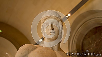 Ares Borghese sculpture head photo, Louvre Museum, France. Editorial Stock Photo