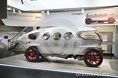 A superb Alfa Romeo 40/60 HP Aerodinamica model on display at The Historical Museum Alfa Romeo Editorial Stock Photo