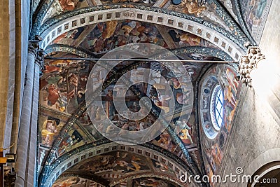 Arezzo, Tuscany, Italy, December 2019: Inside of San Donato Cathedral in Arezzo, Arezzo Dome Editorial Stock Photo