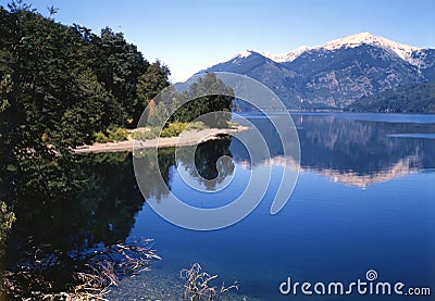 Argentina Bariloche Lake Nahuel Huapi and a picturesque island of Patagonia Stock Photo