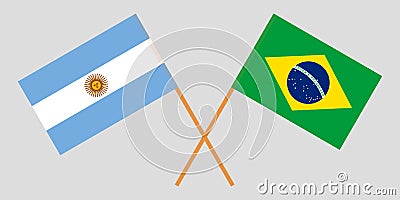 Argentina and Brazil. The Argentinean and Brazilian flags. Official colors. Correct proportion. Vector Vector Illustration