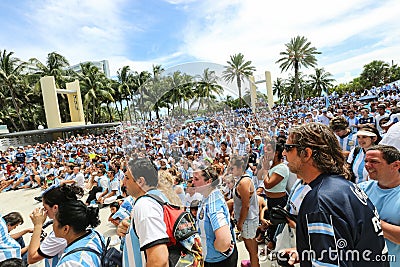 Argentina fans on Miami Beach Editorial Stock Photo