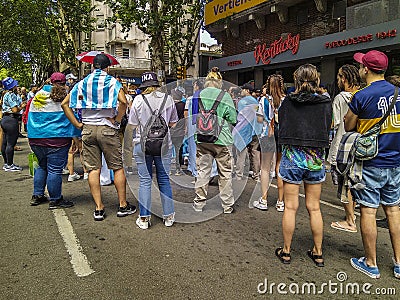 Argentina fans watching world cup final at street Editorial Stock Photo